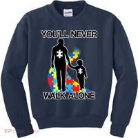 You'll Never Walk Alone Autism Awareness Kids Sweatshirt thumb 0