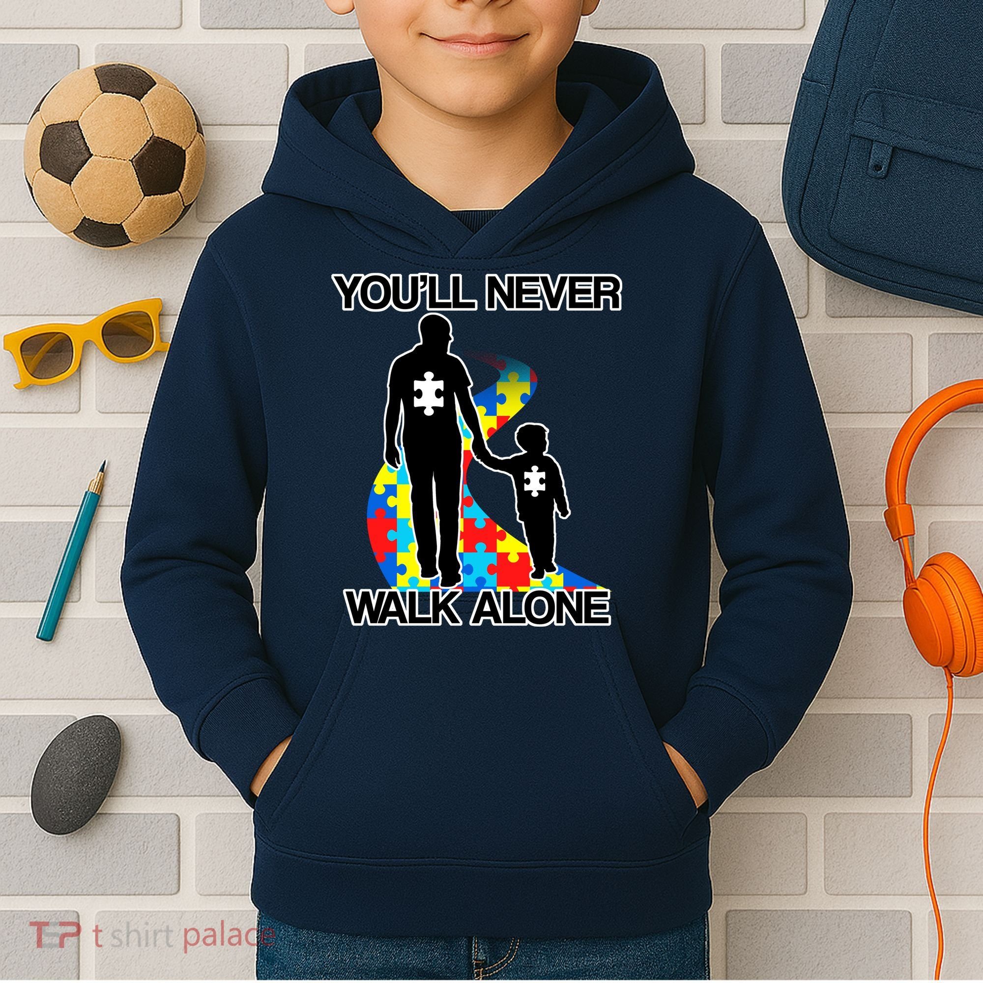 You'll Never Walk Alone Autism Awareness Kids Hoodie