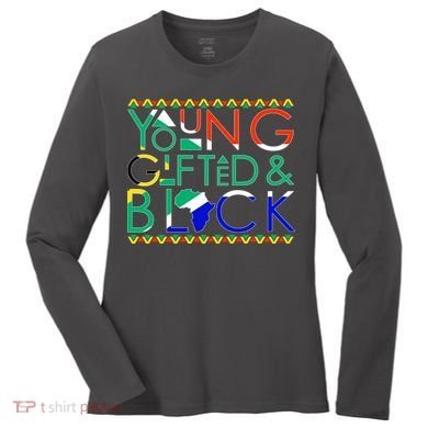 Young Gifted And Black Africa Map Women's Long Sleeve Shirt