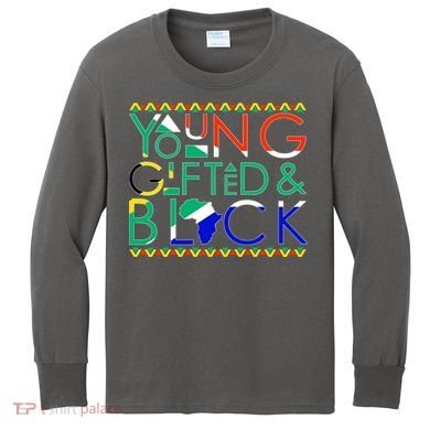 Young Gifted And Black Africa Map Kids Long Sleeve Shirt