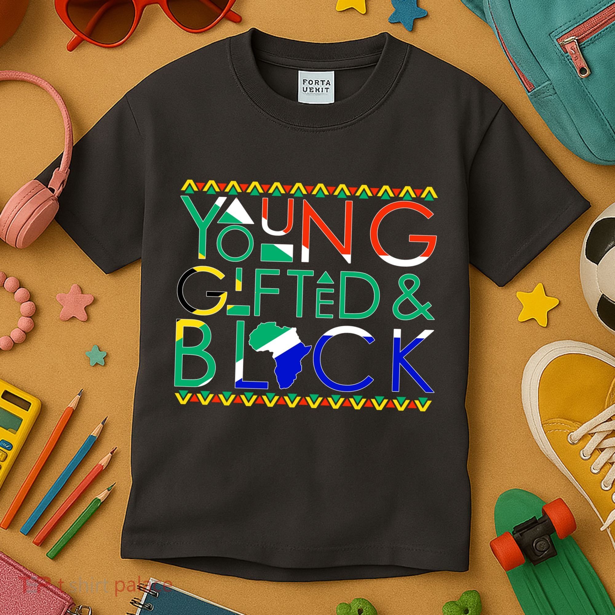 Young Gifted And Black Africa Map Kids T-Shirt