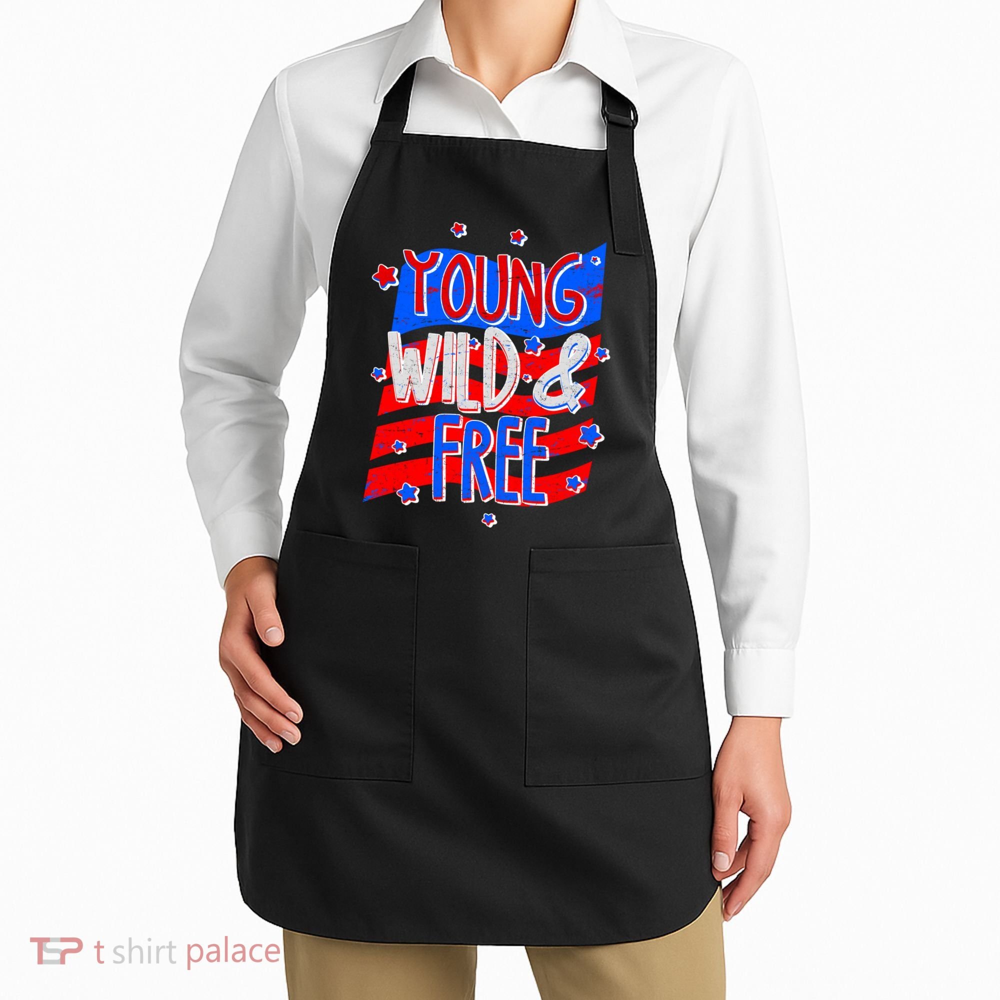 Young Wild & Free Red White & Blue Apron