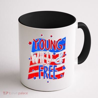 Young Wild & Free Red White & Blue Coffee Mug back