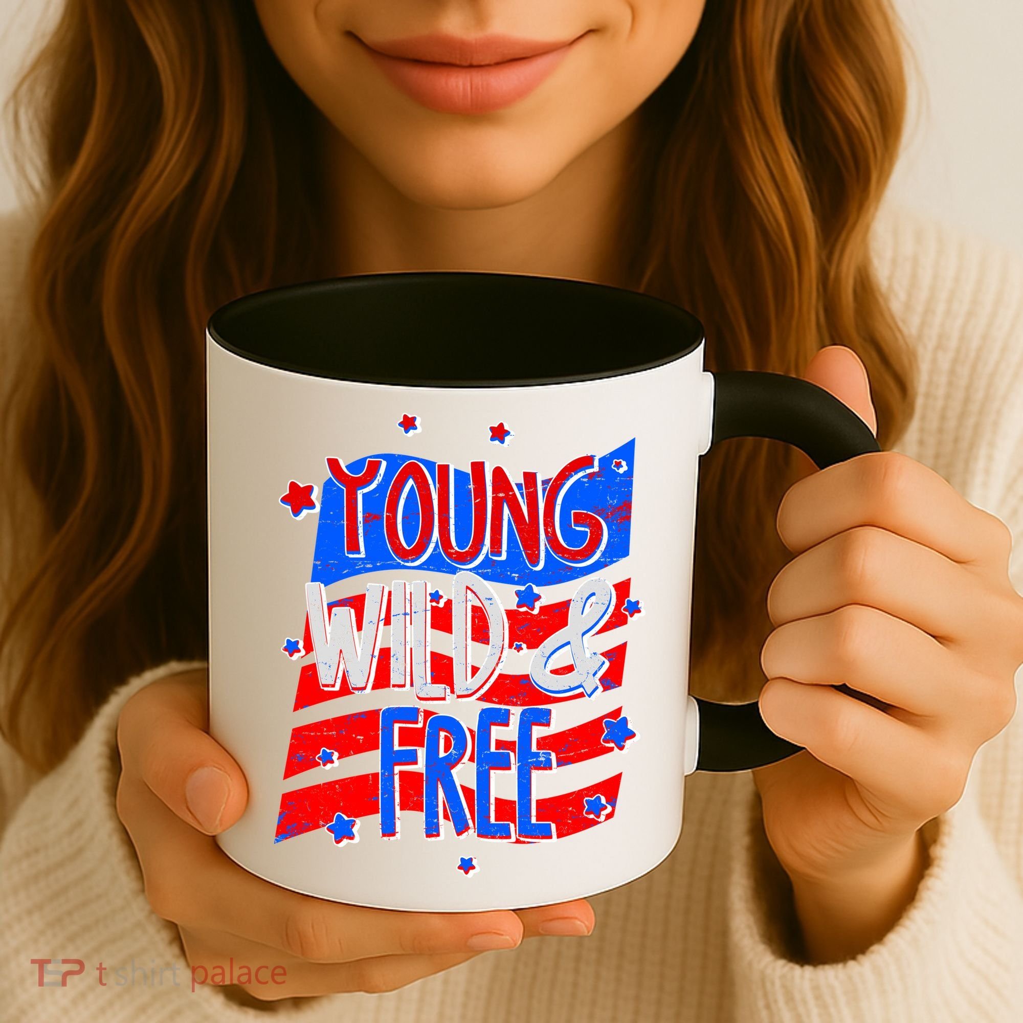 Young Wild & Free Red White & Blue Coffee Mug