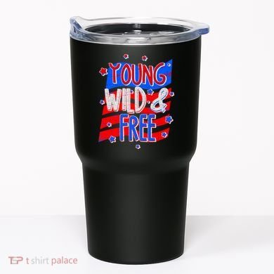 Young Wild & Free Red White & Blue Tumbler
