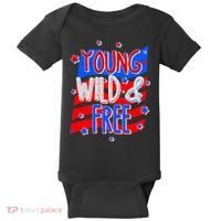 Young Wild & Free Red White & Blue Baby Bodysuit thumb 0