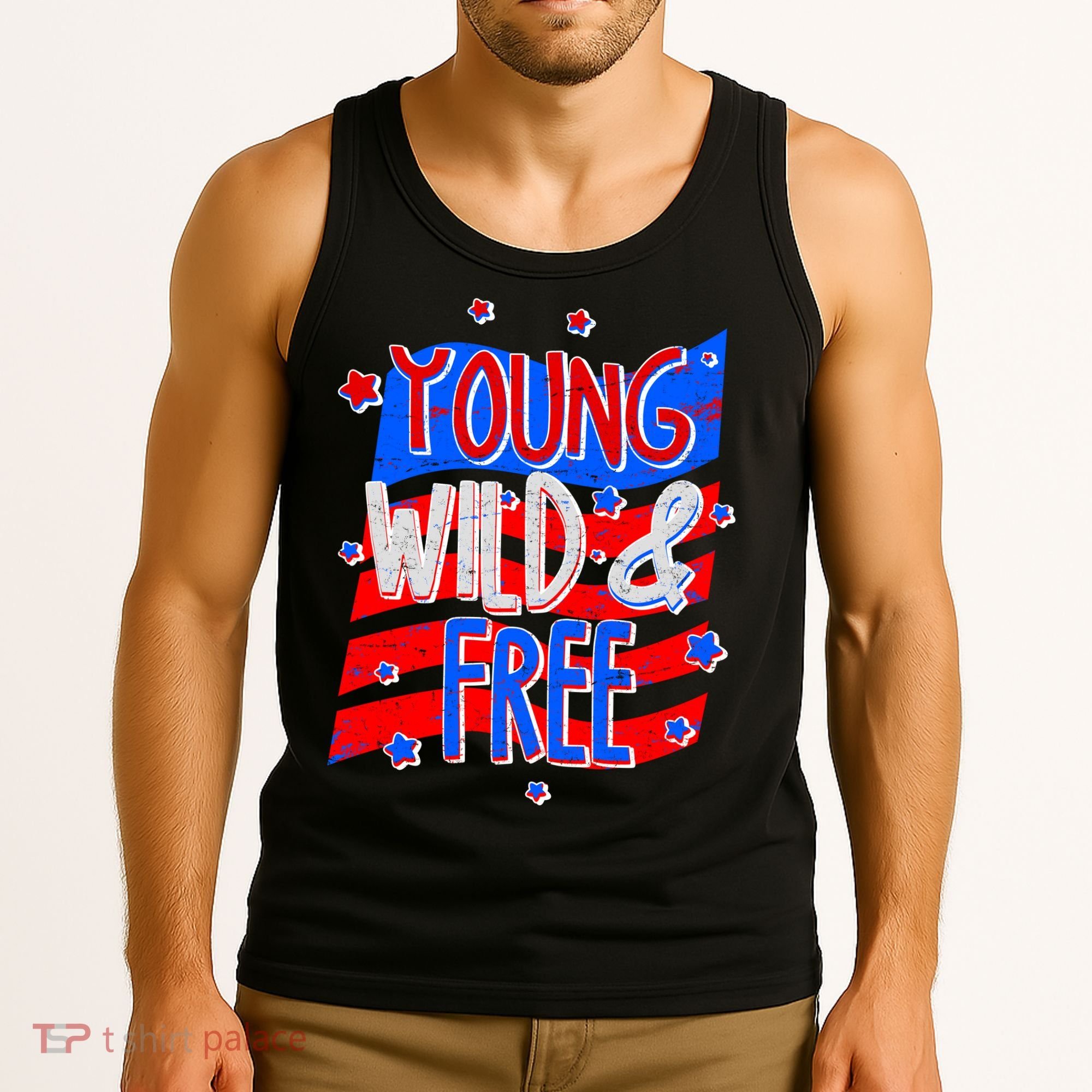 Young Wild & Free Red White & Blue Tank Top