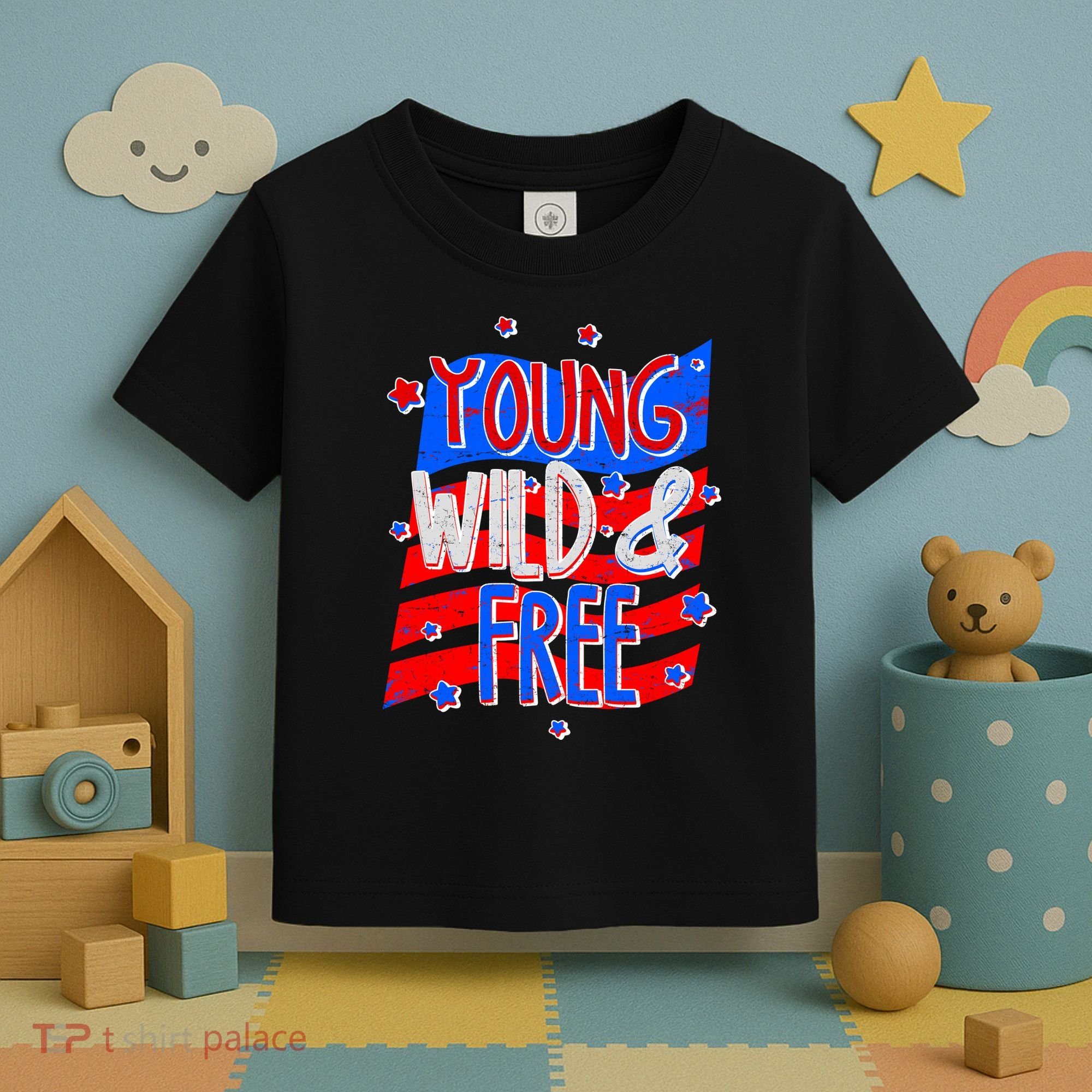 Young Wild & Free Red White & Blue Toddler T-Shirt