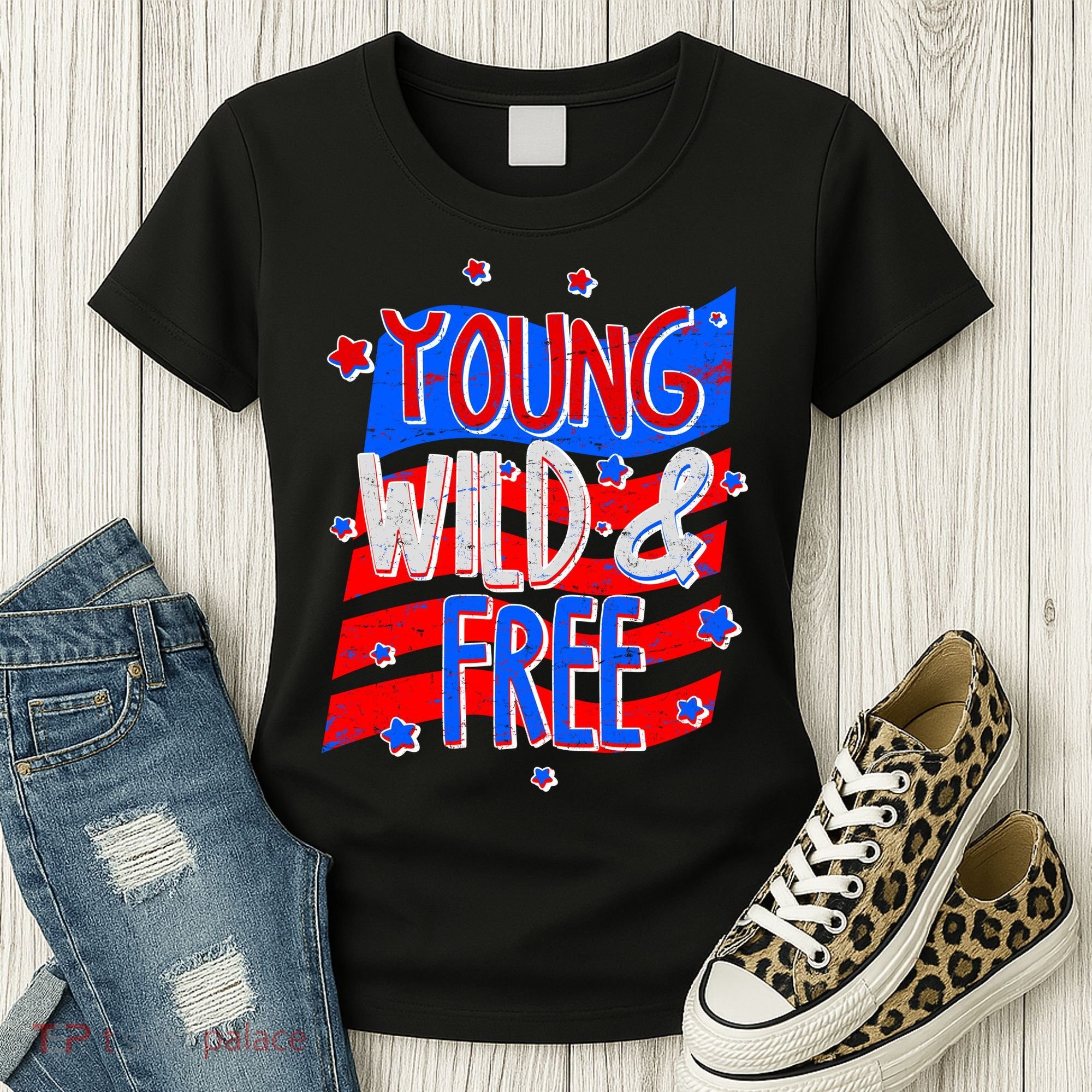 Young Wild & Free Red White & Blue Women's T-Shirt