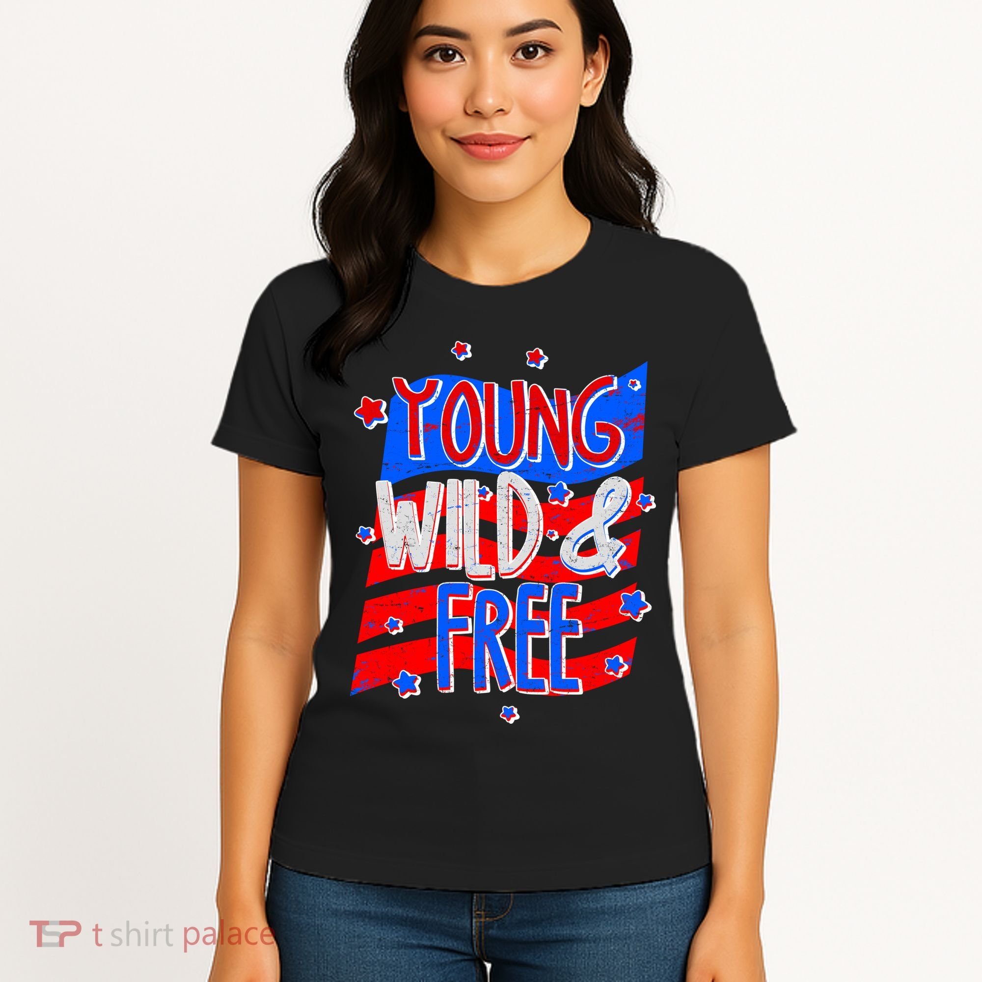 Young Wild & Free Red White & Blue Women's T-Shirt