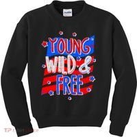 Young Wild & Free Red White & Blue Kids Sweatshirt thumb 0