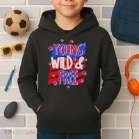 Young Wild & Free Red White & Blue Kids Hoodie thumb 2