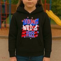Young Wild & Free Red White & Blue Kids Hoodie thumb 3