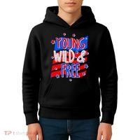 Young Wild & Free Red White & Blue Kids Hoodie thumb 4