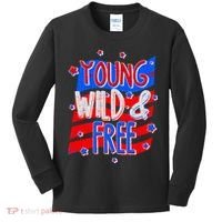 Young Wild & Free Red White & Blue Kids Long Sleeve Shirt thumb 0