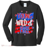 Young Wild & Free Red White & Blue Kids Long Sleeve Shirt thumb 0
