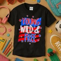 Young Wild & Free Red White & Blue Kids T-Shirt thumb 3