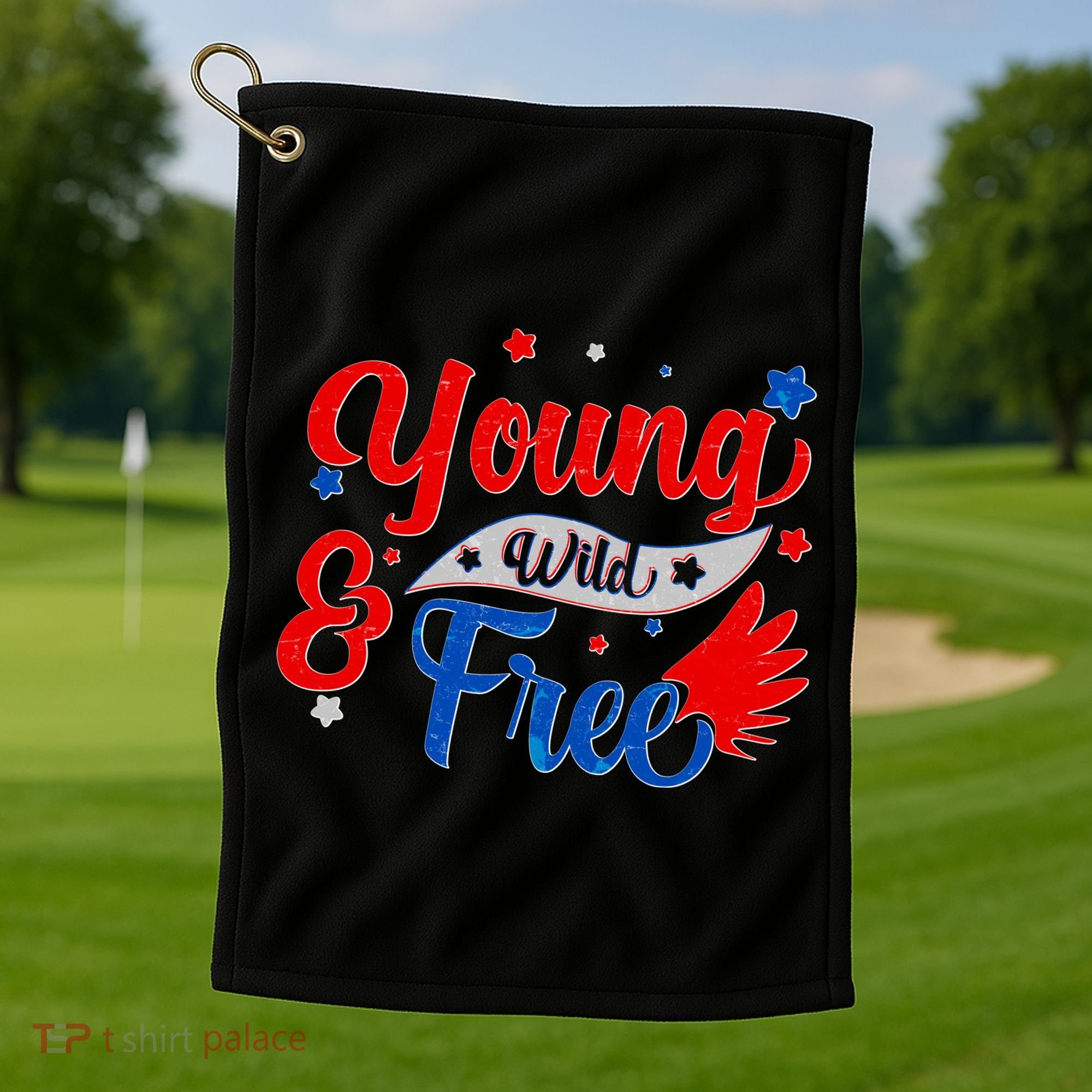 Young Wild And Free USA Golf Towel