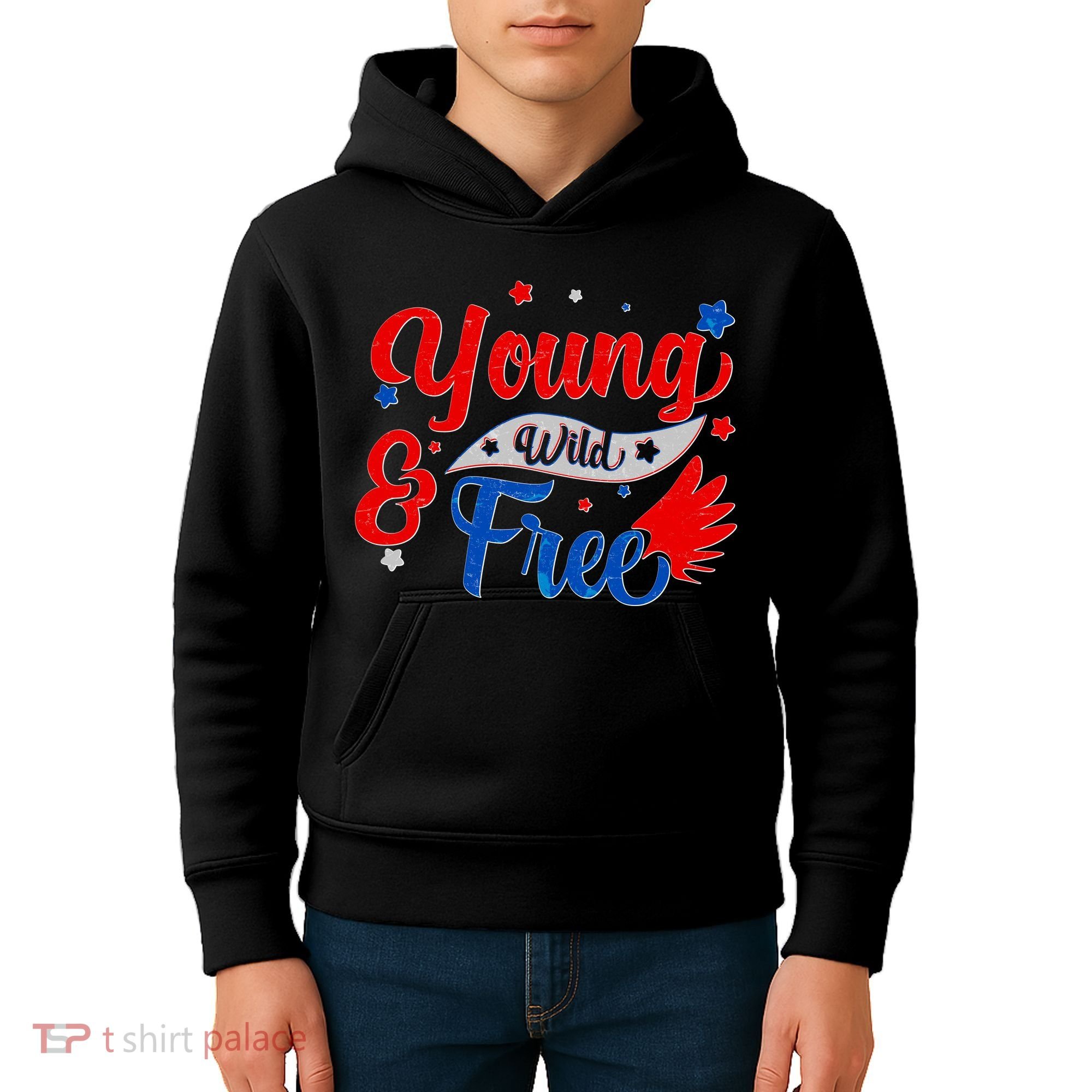 Young Wild And Free USA Kids Hoodie