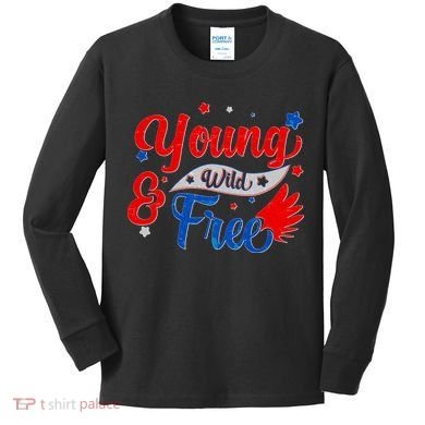 Young Wild And Free USA Kids Long Sleeve Shirt