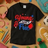 Young Wild And Free USA Kids T-Shirt thumb 3