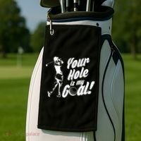 Your Hole Is My Goal! Funny Golfing Golf Towel thumb 2