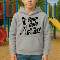 Your Hole Is My Goal! Funny Golfing Kids Hoodie thumb 2