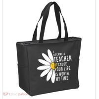 Your Life Is Worth My Time Inspiring Teacher Tote Bag thumb 2