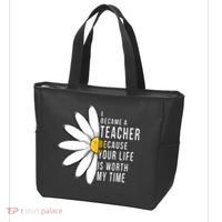 Your Life Is Worth My Time Inspiring Teacher Tote Bag thumb 3