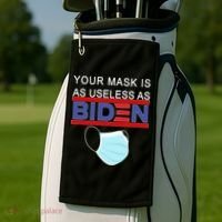 Your Mask Is As Useless As Biden Pro Trump Golf Towel thumb 2