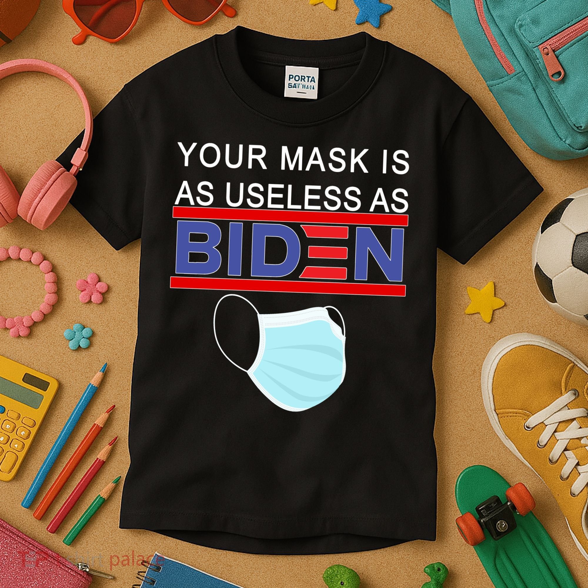 Your Mask Is As Useless As Biden Pro Trump Kids T-Shirt