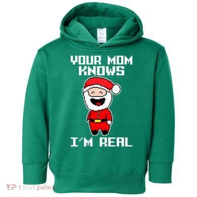 Your Mom Knows I'm Real Santa Christmas Toddler Hoodie