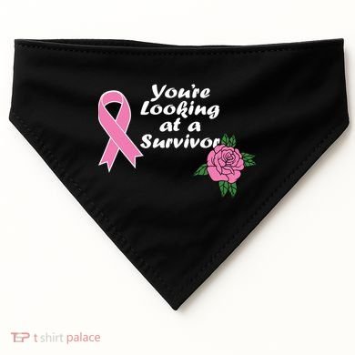 You're Looking At A Survivor Breast Cancer USA-Made Doggie Bandana