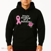 You're Looking At A Survivor Breast Cancer Hoodie thumb 2