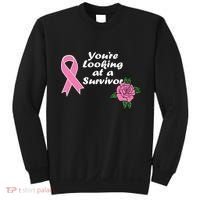 You're Looking At A Survivor Breast Cancer Sweatshirt thumb 0