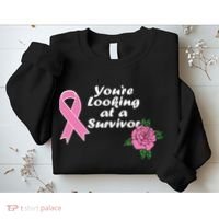 You're Looking At A Survivor Breast Cancer Sweatshirt thumb 2