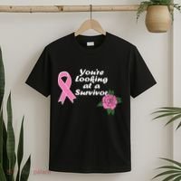 You're Looking At A Survivor Breast Cancer T-Shirt thumb 2