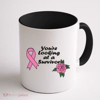 You're Looking At A Survivor Breast Cancer Coffee Mug thumb 1