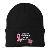 You're Looking At A Survivor Breast Cancer Beanie thumb 0