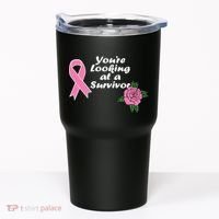 You're Looking At A Survivor Breast Cancer Tumbler thumb 0