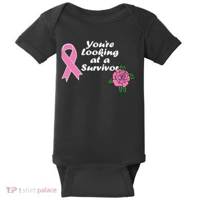 You're Looking At A Survivor Breast Cancer Baby Bodysuit