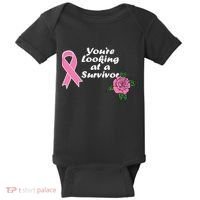 You're Looking At A Survivor Breast Cancer Baby Bodysuit thumb 0