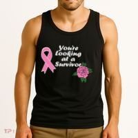 You're Looking At A Survivor Breast Cancer Tank Top thumb 3