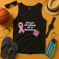 You're Looking At A Survivor Breast Cancer Tank Top thumb 4