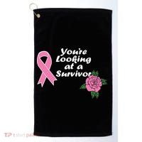You're Looking At A Survivor Breast Cancer Golf Towel thumb 0