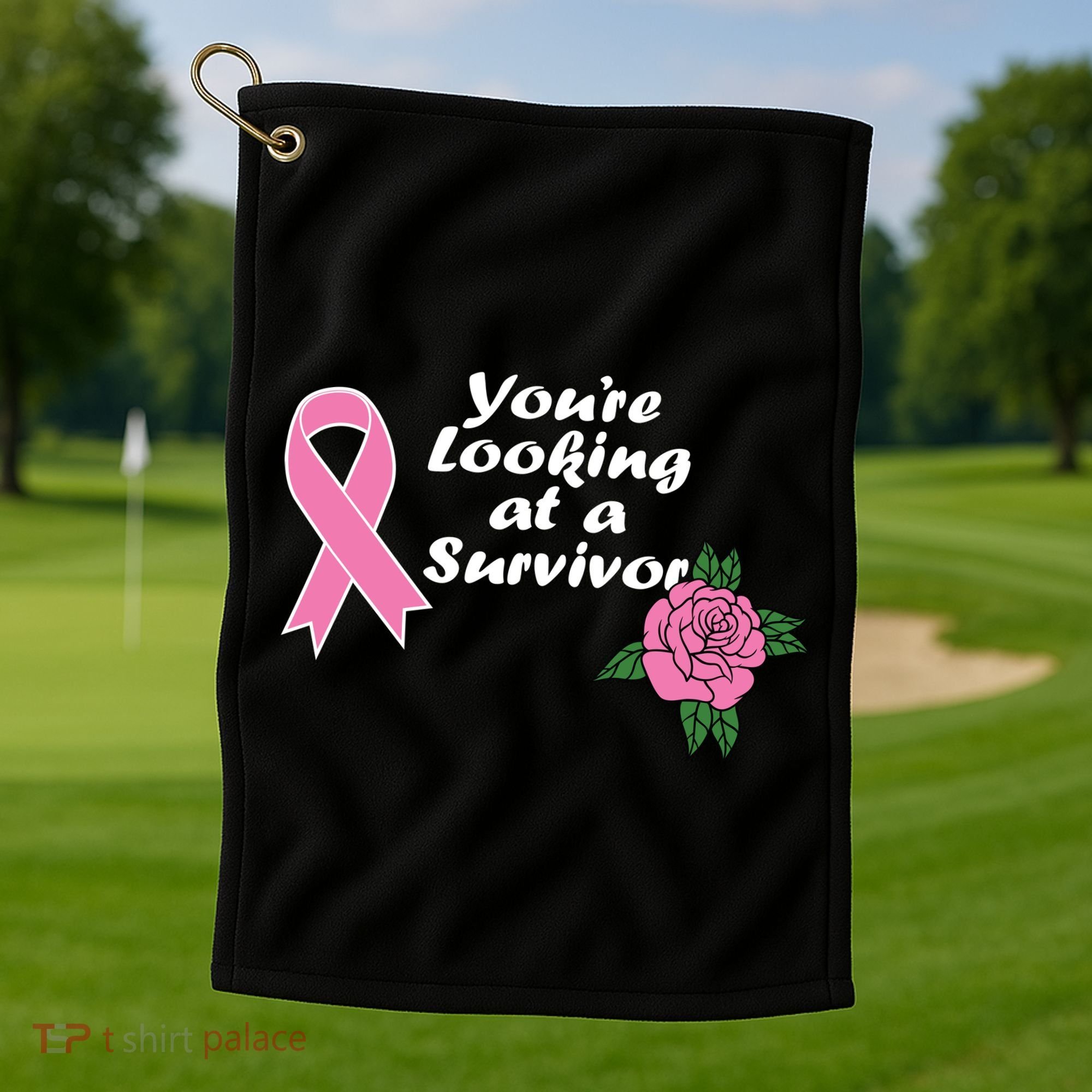 You're Looking At A Survivor Breast Cancer Golf Towel