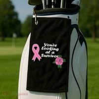 You're Looking At A Survivor Breast Cancer Golf Towel thumb 2