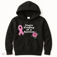 You're Looking At A Survivor Breast Cancer Kids Hoodie thumb 0
