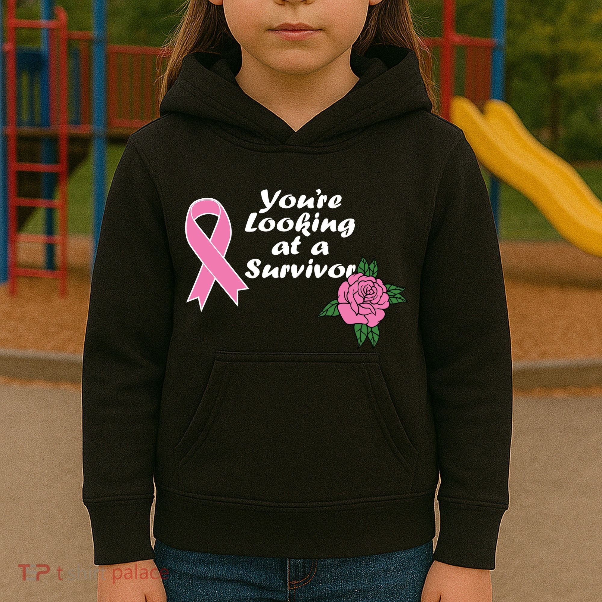 You're Looking At A Survivor Breast Cancer Kids Hoodie