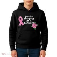 You're Looking At A Survivor Breast Cancer Kids Hoodie thumb 4